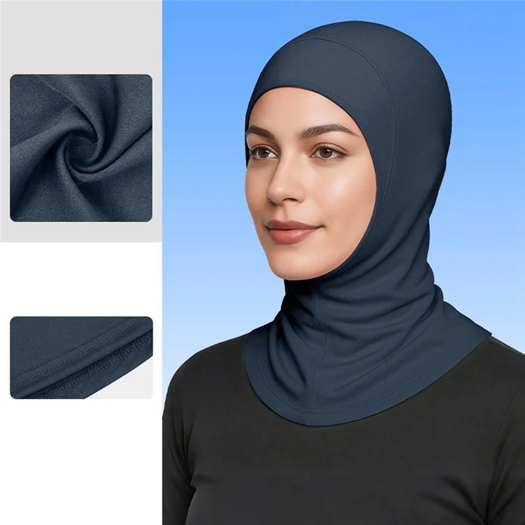 DYMSLTT Cobertura de Cabeça com Proteção Solar em Seda de Leite, Turbante Hijab do Oriente Médio Respirável - Azul Marinho