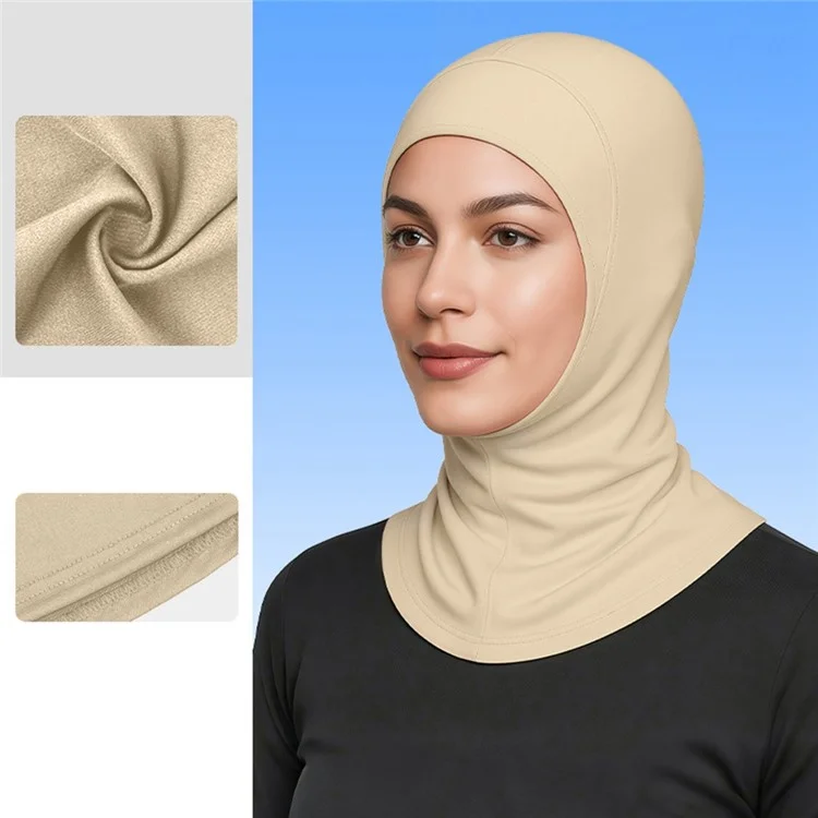 DYMSLTT Sun Protection Head Cover Milk Silk Middle Eastern Hijab Turban Breathable Ethnic Headwrap - Nude