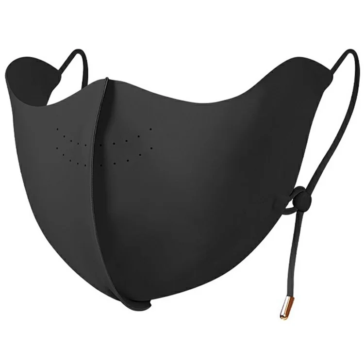 Ice Silk Face Mask Women Cycling UV Protection Eye Corner Shield Adjustable Ear Loops Mask - Black