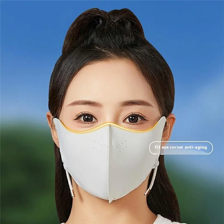 Ice Silk Face Mask Women Cycling UV Protection Eye Corner Shield Adjustable Ear Loops Mask - Black