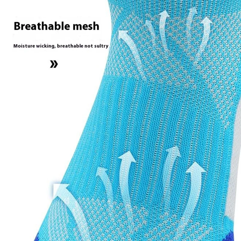 PORFIN JCB3020 Running Socks Summer Athletic Socks Quick Dry Non Slip Sports Ankle Socks, Size L: 39-44 - Light Blue