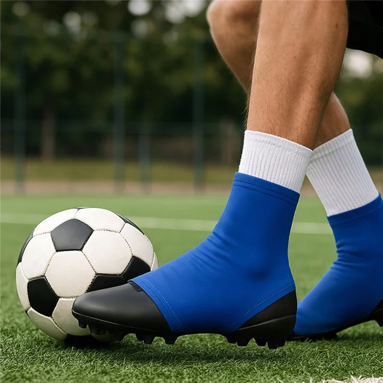ZQXT 1 Par de Protetores de Chuteira de Futebol em Seda de Leite para Esporte Externo, com Alta Elasticidade, Perneiras para Futebol - Preto