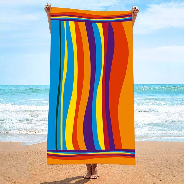 Toalla de playa de 100x180 cm de microfibra, de secado rápido y absorbente, con rayas de color, multiusos para viaje y natación