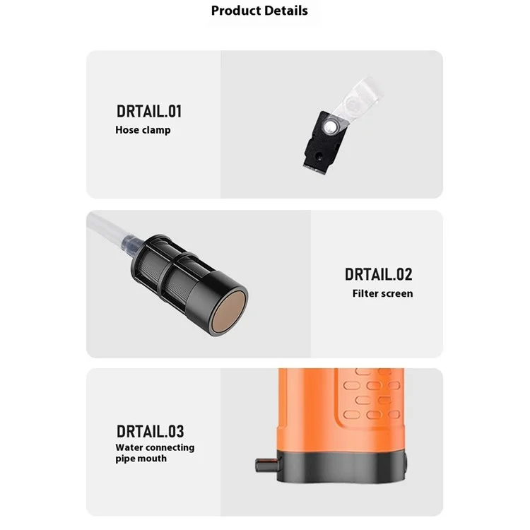 K8188 Portable Water Filter System for Outdoor Survival Emergency Water Pump Filtration Purifier (BPA Free, No FDA) - Orange