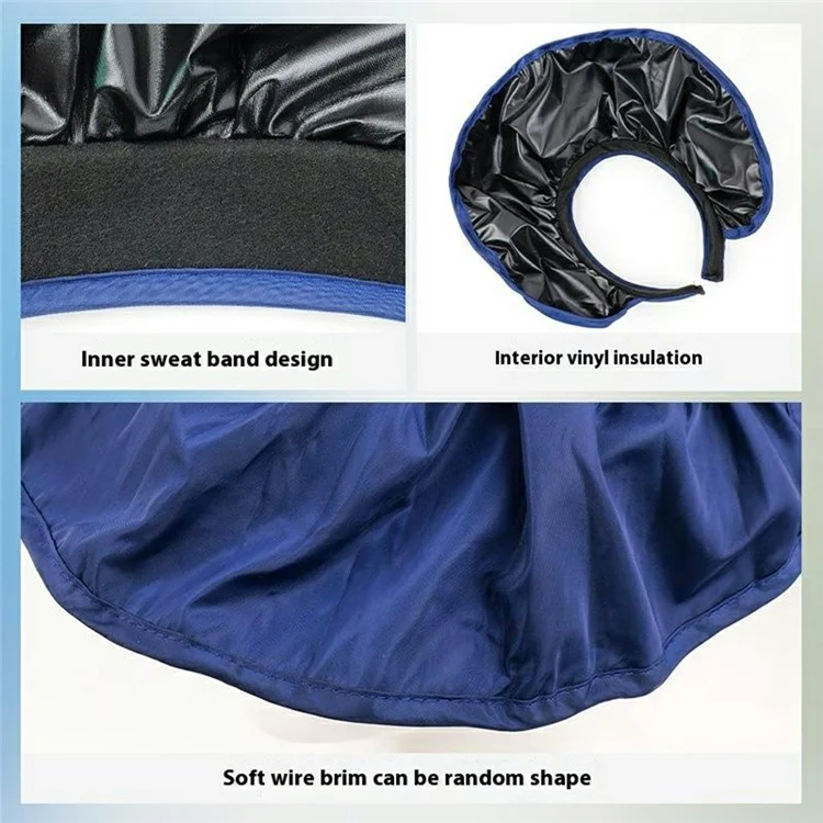 BKKDM Casquette-visière noire doublée de vinyle, protection UV, grand bord, pliable, imperméable, chapeau de soleil - Rose