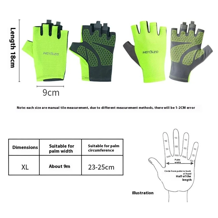 HGYSZG 1 Pair Size XL Cycling Summer Thin Half Finger Gloves Fitness Strength Training Unisex Gloves - Fluorescent Green