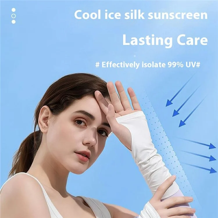 JLFSXT 1 Paar Kühlende Armstulpen Angeln UV-Schutz Atmungsaktive Fingerlose Eis-Seide Sonnenschutz-Ärmel - Schwarz