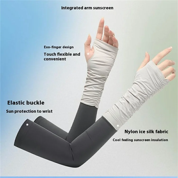 JLFSXT 1 Paar Kühlende Armstulpen Angeln UV-Schutz Atmungsaktive Fingerlose Eis-Seide Sonnenschutz-Ärmel - Schwarz