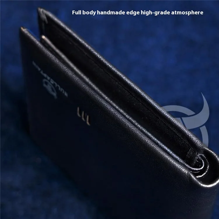BULLCAPTAIN QB0003 Top Layer Cowhide Leather Wallet Men Bifold Cards Cash Holder with Keychain
