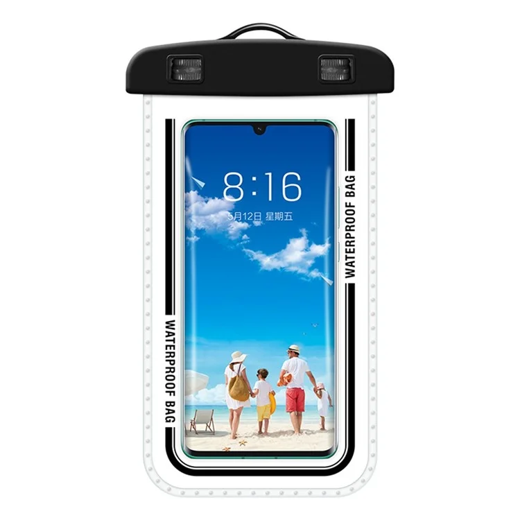 5025 Waterproof 7.2 Inch Phone Pouch IPX8 Touchscreen Swimming Underwater Phone Bag with Lanyard - Black
