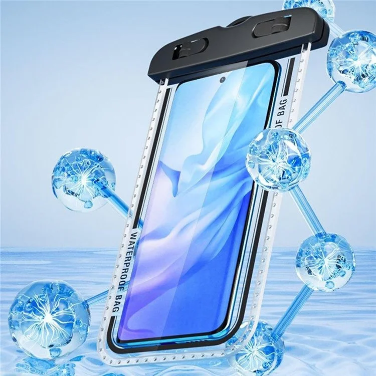 5025 Waterproof 7.2 Inch Phone Pouch IPX8 Touchscreen Swimming Underwater Phone Bag with Lanyard - Black