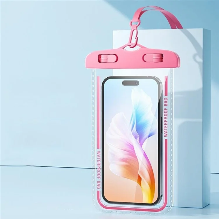 5025 Waterproof 7.2 Inch Phone Pouch IPX8 Touchscreen Swimming Underwater Phone Bag with Lanyard - Pink