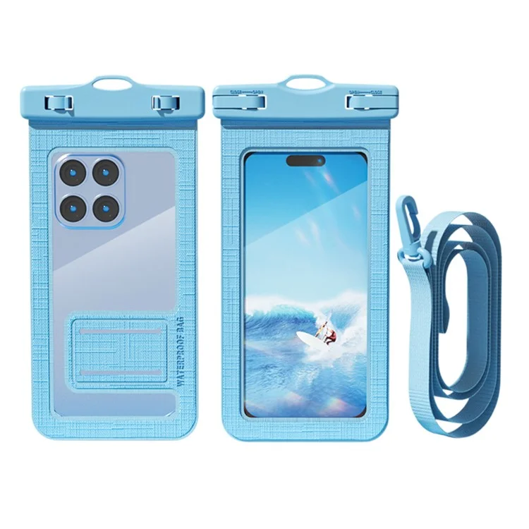 5026 PVC Waterproof 7.2 Inch Phone Pouch IPX8 Touchscreen Swimming Diving Phone Bag with Lanyard - Blue