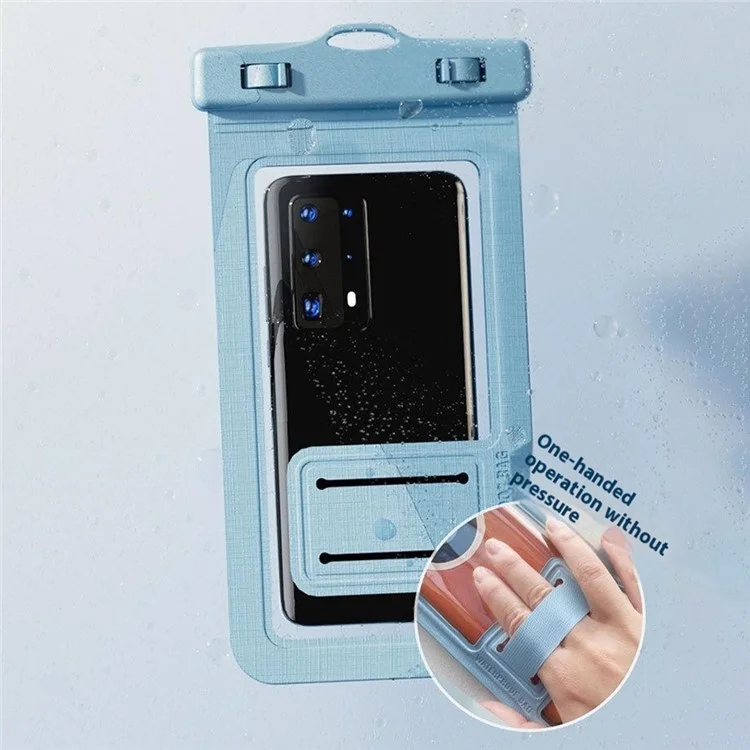 5026 PVC Waterproof 7.2 Inch Phone Pouch IPX8 Touchscreen Swimming Diving Phone Bag with Lanyard - Blue