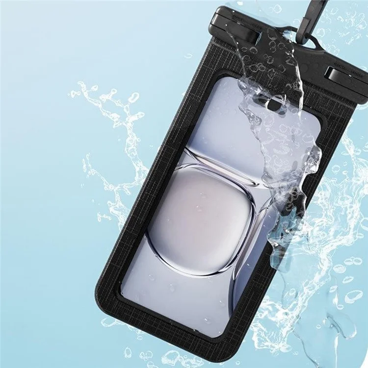 5026 PVC Waterproof 7.2 Inch Phone Pouch IPX8 Touchscreen Swimming Diving Phone Bag with Lanyard - Blue