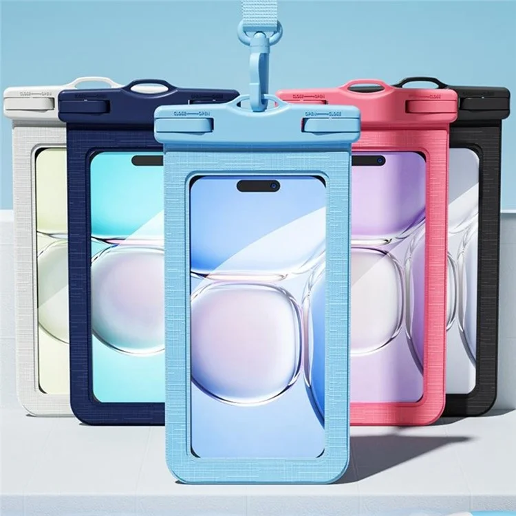 5026 PVC Waterproof 7.2 Inch Phone Pouch IPX8 Touchscreen Swimming Diving Phone Bag with Lanyard - Blue