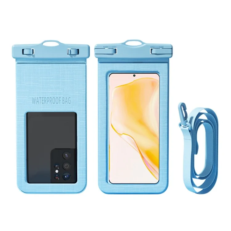 5027 IPX8 Waterproof 7.2 Inch Phone Pouch PVC Touchscreen Swimming Diving Phone Bag with Lanyard - Grey Blue