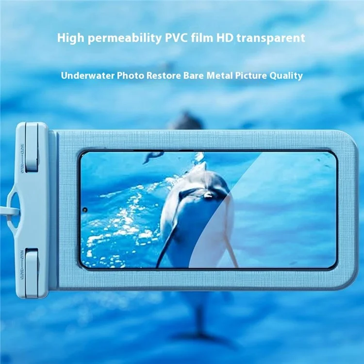 5027 IPX8 Waterproof 7.2 Inch Phone Pouch PVC Touchscreen Swimming Diving Phone Bag with Lanyard - Grey Blue