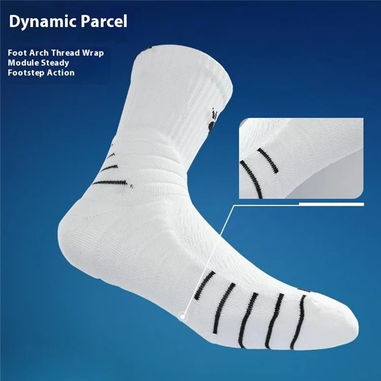 PORFIN 1 Paar Sommer Lange Fußballsocken Herren Schnell Trocknend Rutschfest Hohe Röhrensocken mit Frottee-Sohle, Größe S - Dunkelblau+Weiß