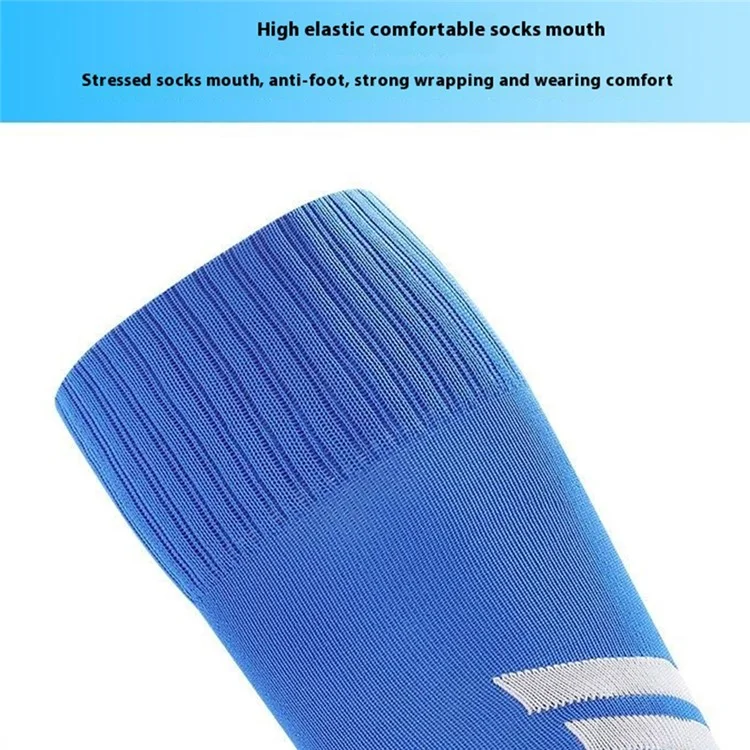 PORFIN 1 Par de Meias de Futebol Longas de Verão para Homens, Secagem Rápida, Antiderrapantes, Cano Alto com Fundo de Toalha, Tamanho G - Azul Escuro+Branco