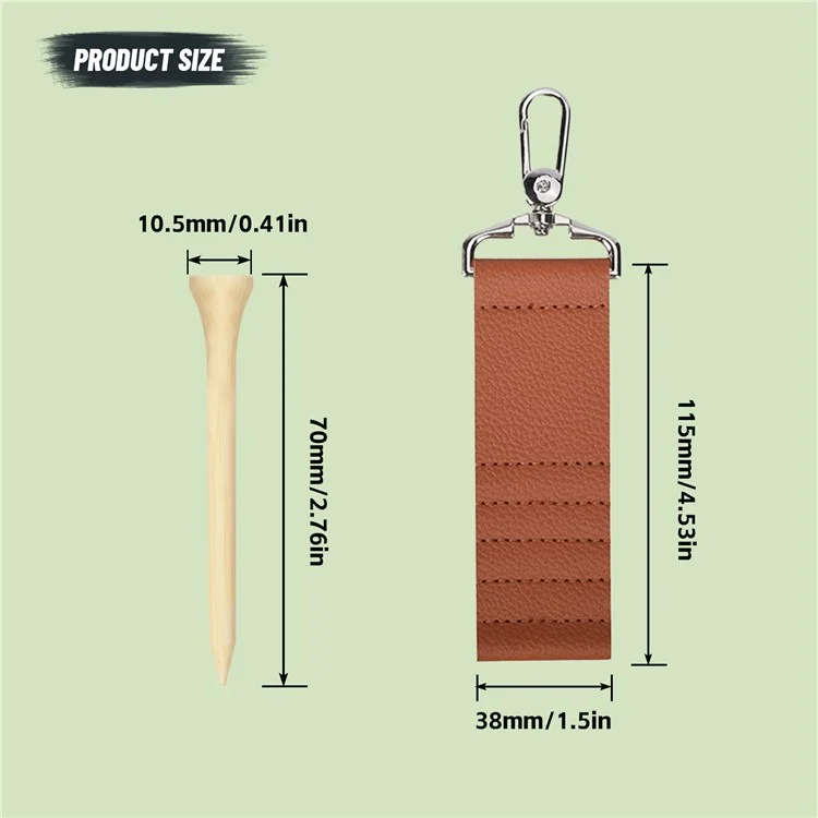KIU514 Étui de rangement en cuir PU pour tés de golf avec 5 tés en bambou Accessoire de golf portable - Noir
