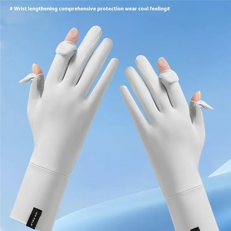 1 Pair Unisex Anti-Slip Palm UV Protection Breathable Ice Silk Gloves Outdoor Cycling Driving Gloves - Purple