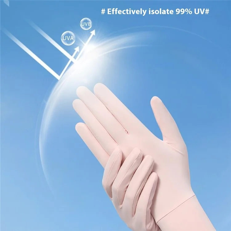 1 Pair Unisex Anti-Slip Palm UV Protection Breathable Ice Silk Gloves Outdoor Cycling Driving Gloves - Purple