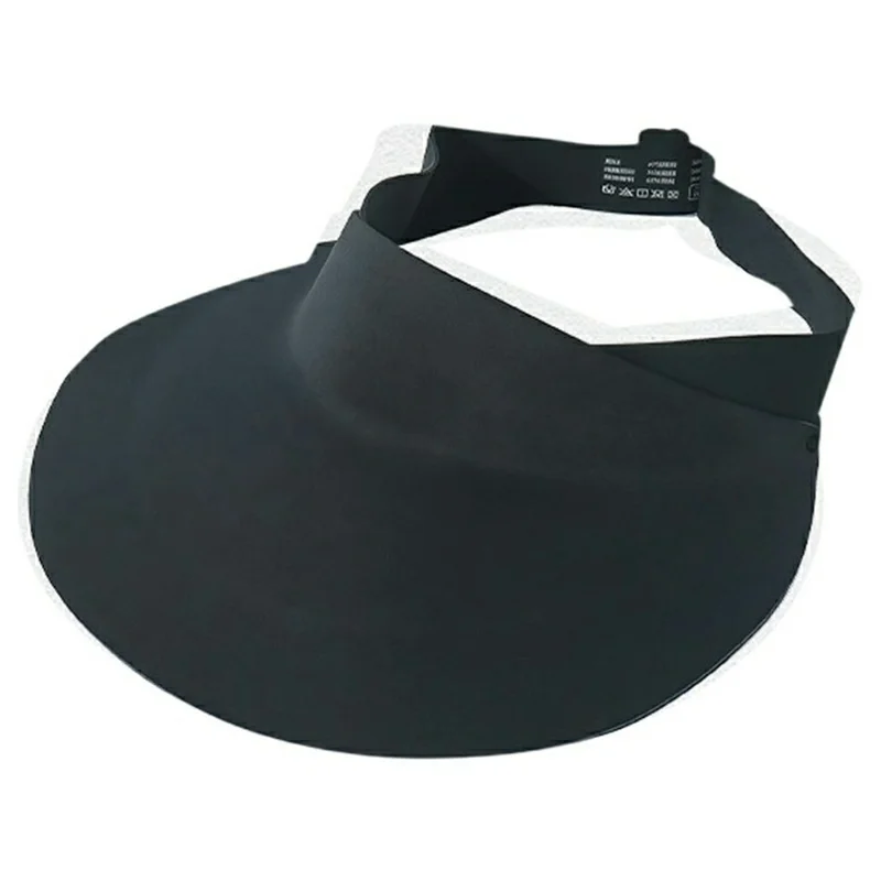 Foldable Wide Brim Hollow Top Sun Hat Women UV Protection Breathable Ice Silk Running Visor Cap - Black