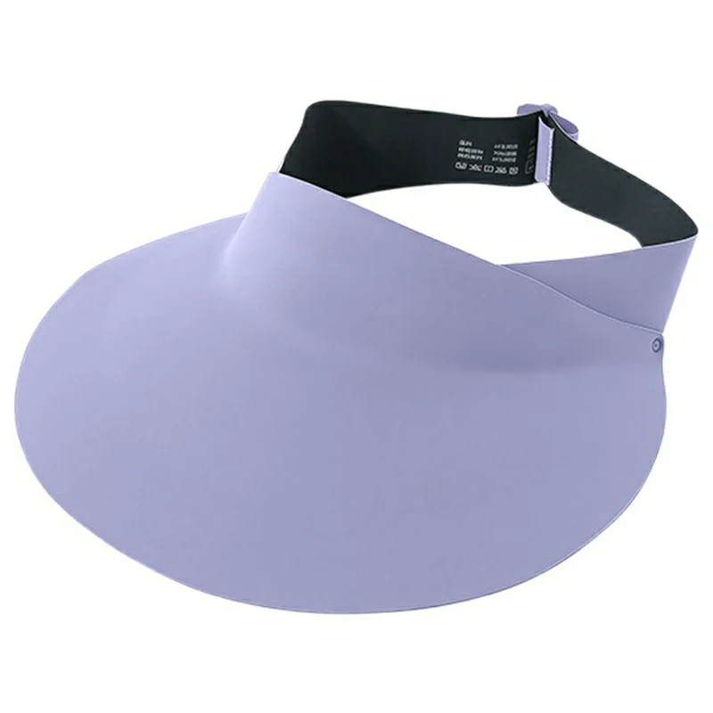 Foldable Wide Brim Hollow Top Sun Hat Women UV Protection Breathable Ice Silk Running Visor Cap - Light Purple