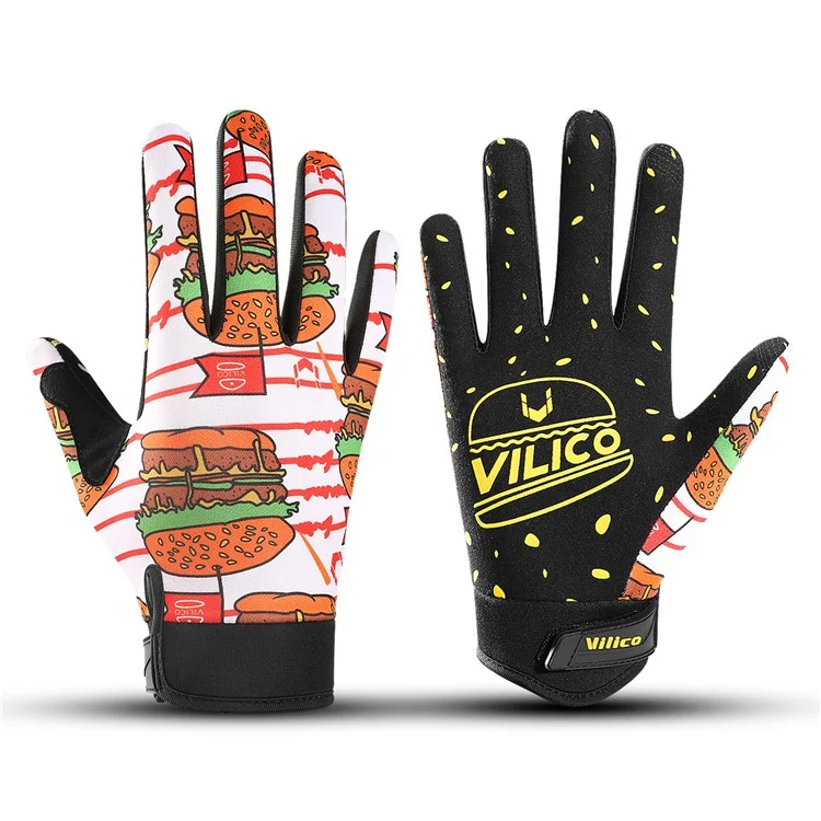 VILICO A0144 Cartoon Hamburger Pattern Anti Slip Mittens Touch Screen Full Finger Gloves - For Children / XS