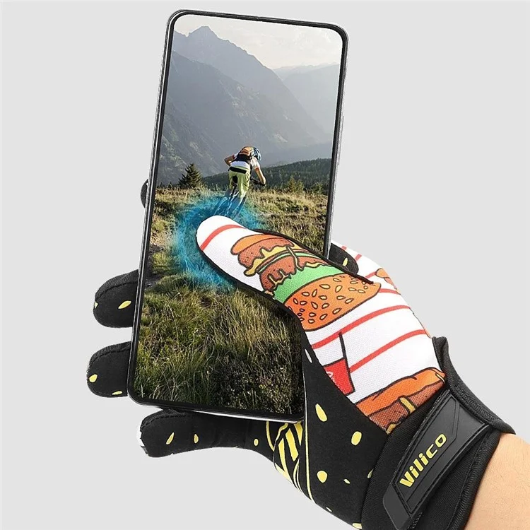 VILICO A0144 Cartoon Hamburger Pattern Anti Slip Mittens Touch Screen Full Finger Gloves - For Children / XS