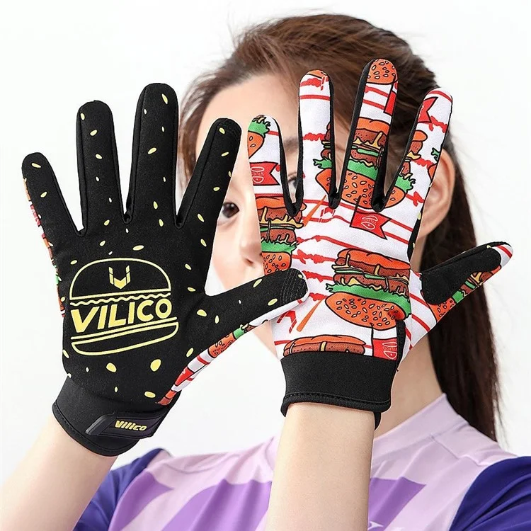 VILICO A0144 Cartoon Hamburger Pattern Anti Slip Mittens Touch Screen Full Finger Gloves - For Children / XS