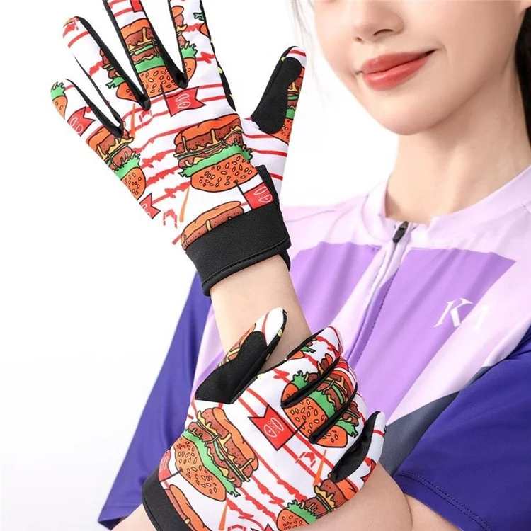 VILICO A0144 Cartoon Hamburger Pattern Anti Slip Mittens Touch Screen Full Finger Gloves - For Children / XS