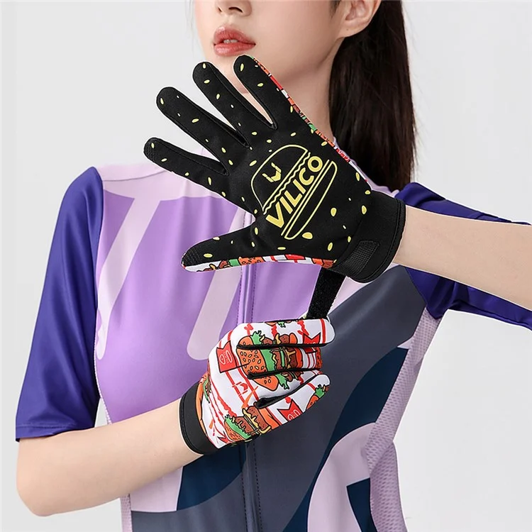 VILICO A0144 Cartoon Hamburger Pattern Anti Slip Mittens Touch Screen Full Finger Gloves - For Children / XS