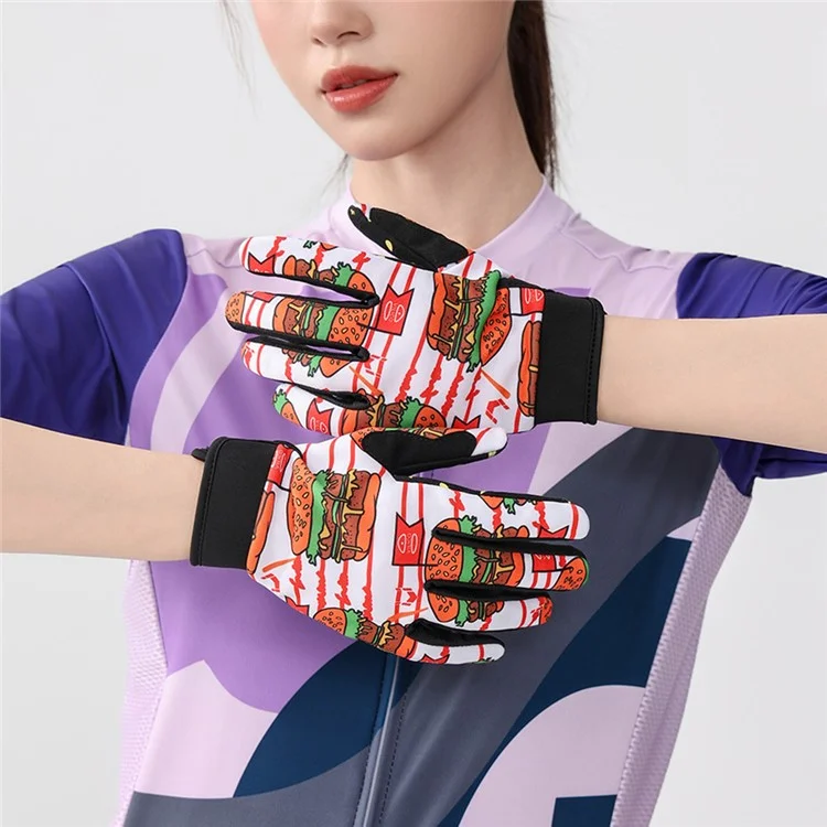 VILICO A0144 Cartoon Hamburger Pattern Anti Slip Mittens Touch Screen Full Finger Gloves - For Children / XS