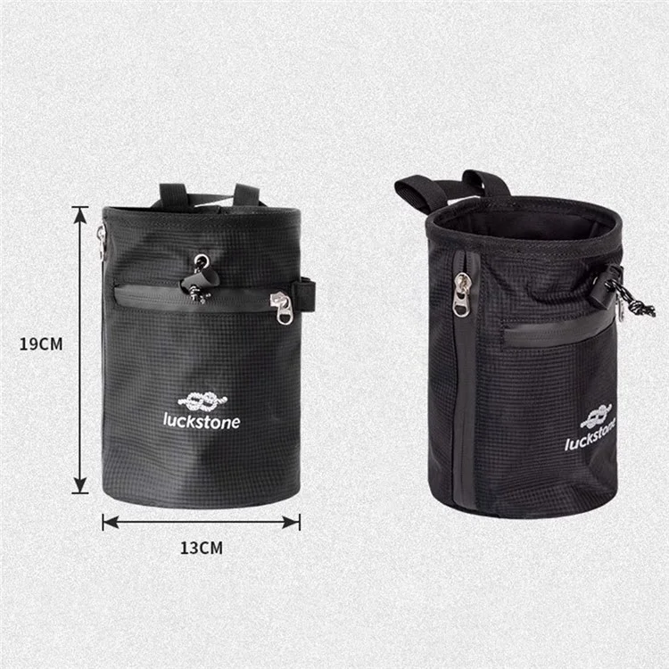 LUCKSTONE Chalk Storage Bag Rock Climbing Fitness Dry Powder Pouch Waist Hanging Pet Training Treat Bag - Black