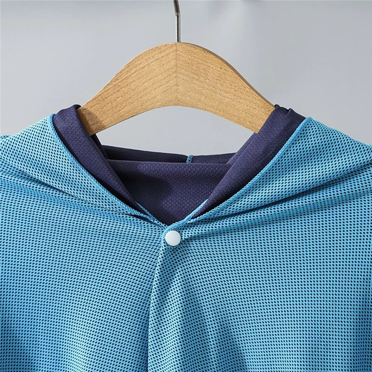 Toalla de playa portátil de microfibra de secado rápido y enfriamiento, poncho con capucha, toalla de baño absorbente, 80x160cm - Azul cielo