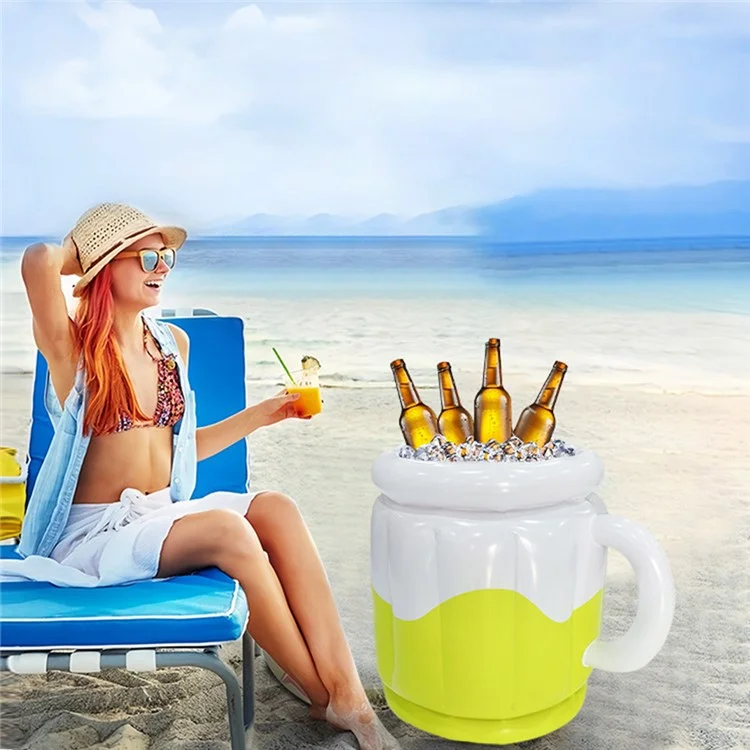 YX-PJBBT Pool Beach Outdoor Inflatable PVC Ice Bucket Beer Holder Cup Portable Drink Cooling Container