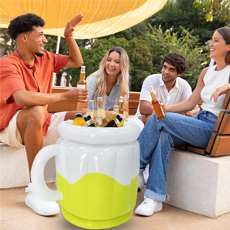 YX-PJBBT Pool Beach Outdoor Inflatable PVC Ice Bucket Beer Holder Cup Portable Drink Cooling Container