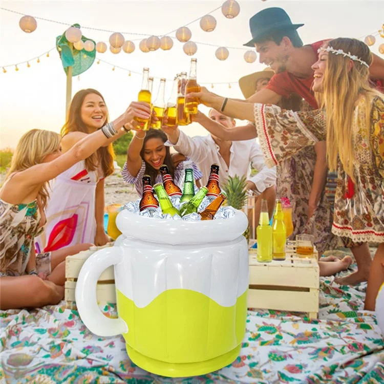 YX-PJBBT Pool Beach Outdoor Inflatable PVC Ice Bucket Beer Holder Cup Portable Drink Cooling Container