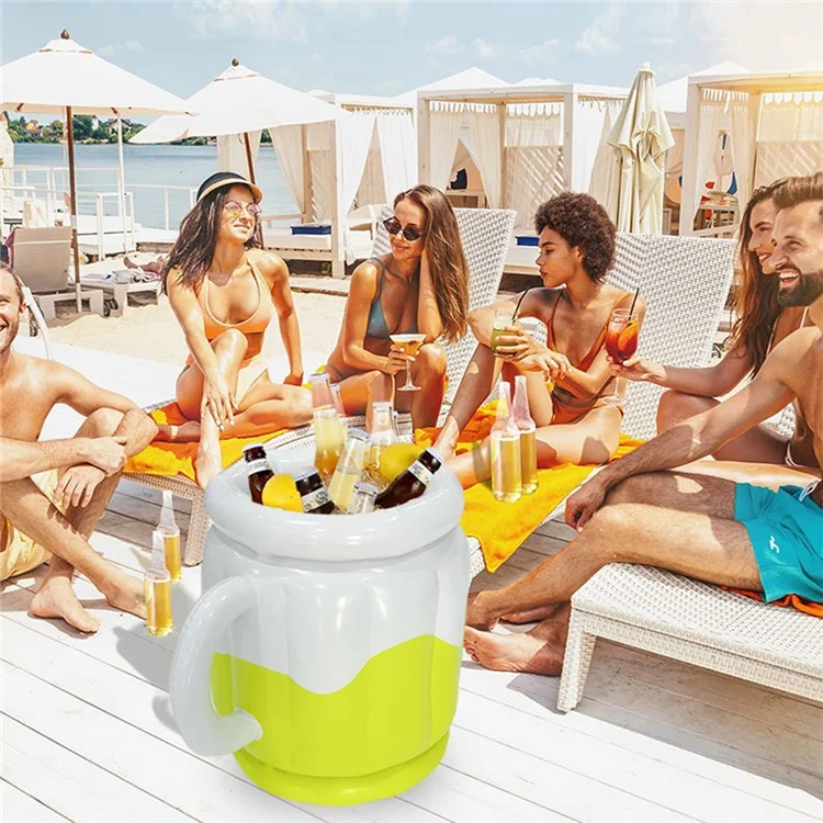 YX-PJBBT Pool Beach Outdoor Inflatable PVC Ice Bucket Beer Holder Cup Portable Drink Cooling Container