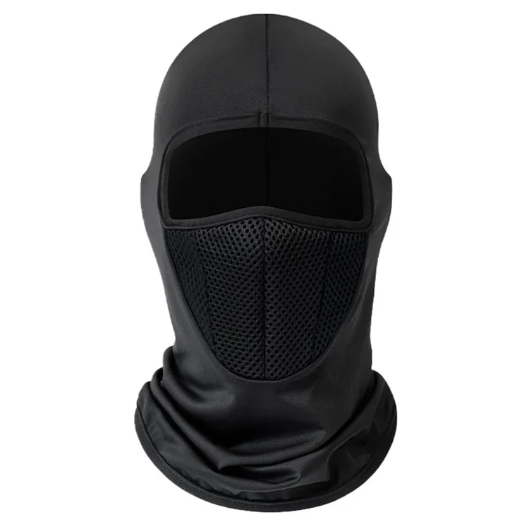 Summer Thin Breathable Cycling Balaclava Dual-Color Mesh Design Motorcycle Windproof Face Mask Hood - Black