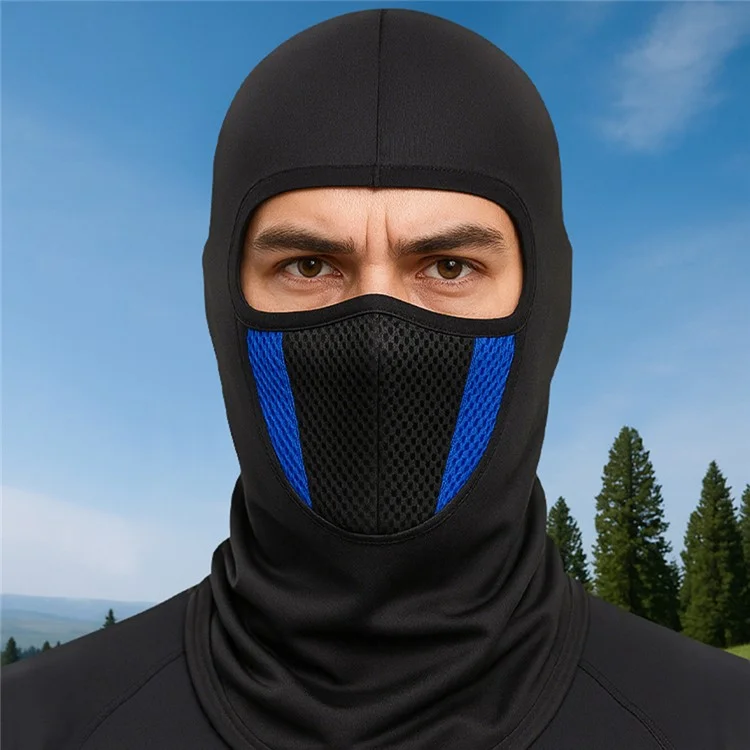 Summer Thin Breathable Cycling Balaclava Dual-Color Mesh Design Motorcycle Windproof Face Mask Hood - Black