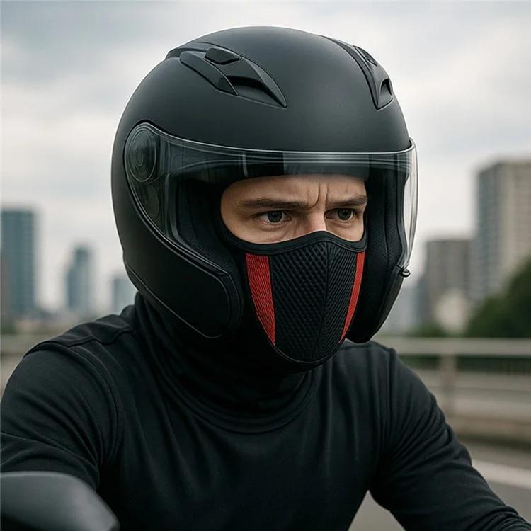 Summer Thin Breathable Cycling Balaclava Dual-Color Mesh Design Motorcycle Windproof Face Mask Hood - Black