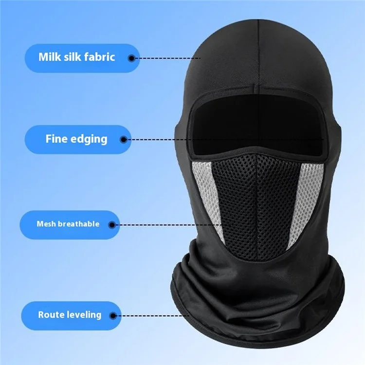 Summer Thin Breathable Cycling Balaclava Dual-Color Mesh Design Motorcycle Windproof Face Mask Hood - Black