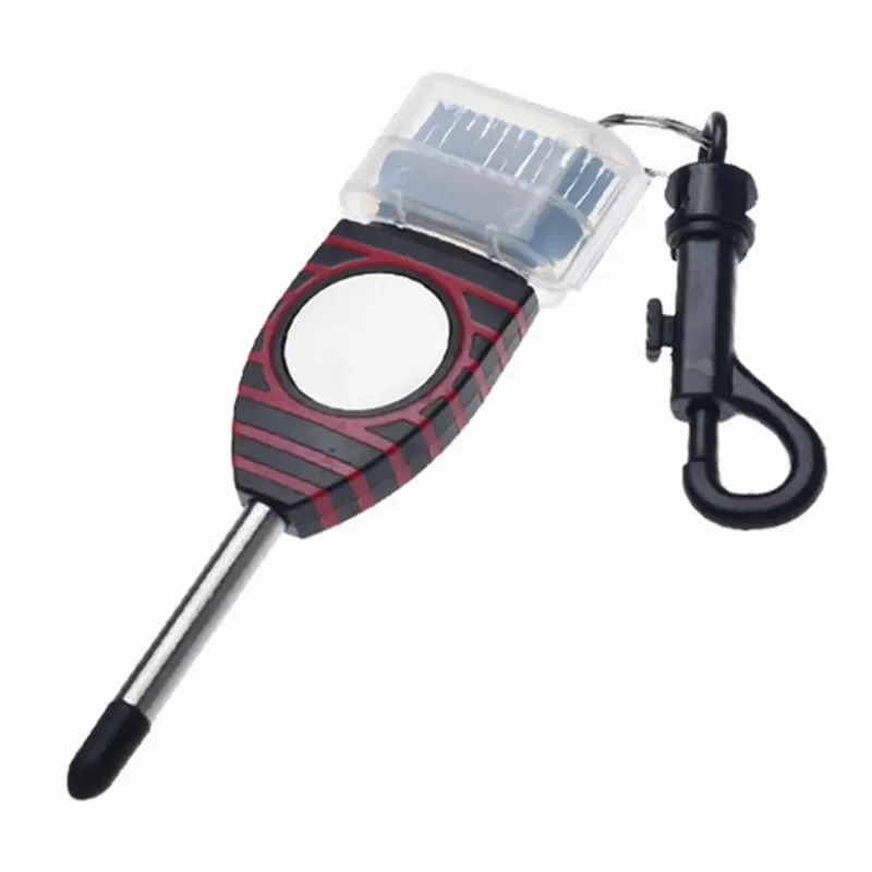 Brosse de nettoyage portable à double tête pour clubs de golf - Outil de nettoyage des rainures en acier inoxydable - Noir+Rouge
