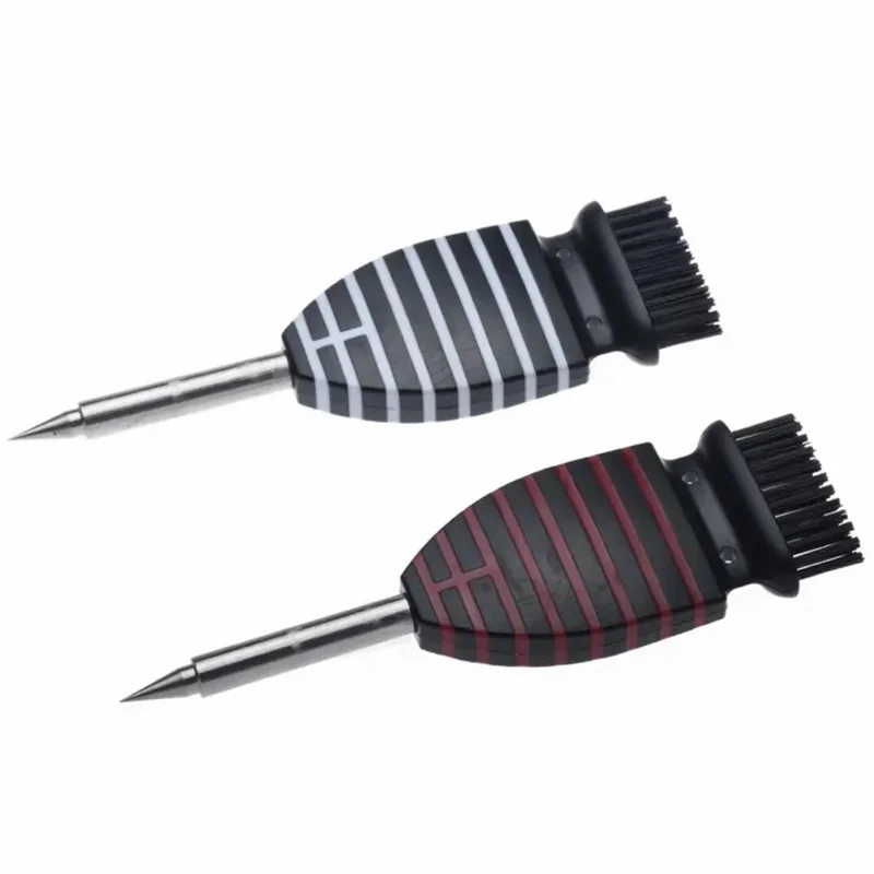 Brosse de nettoyage portable à double tête pour clubs de golf - Outil de nettoyage des rainures en acier inoxydable - Noir+Rouge