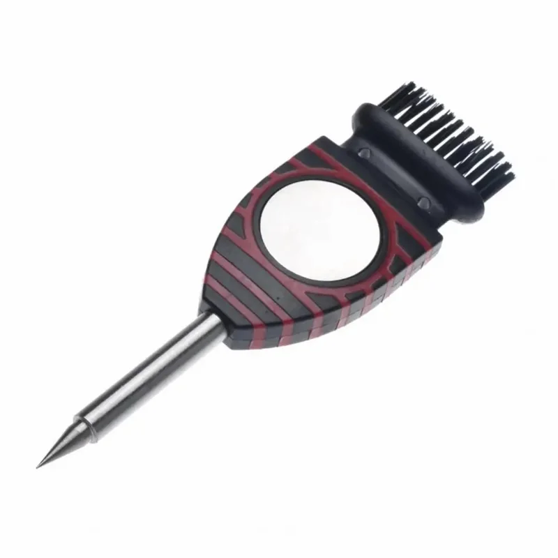 Brosse de nettoyage portable à double tête pour clubs de golf - Outil de nettoyage des rainures en acier inoxydable - Noir+Rouge