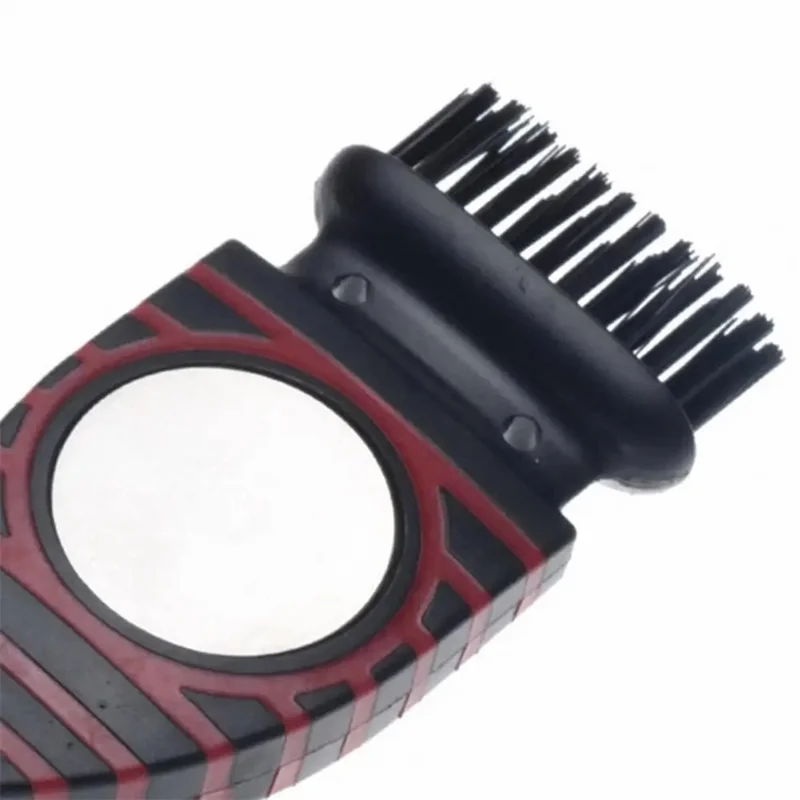 Brosse de nettoyage portable à double tête pour clubs de golf - Outil de nettoyage des rainures en acier inoxydable - Noir+Rouge