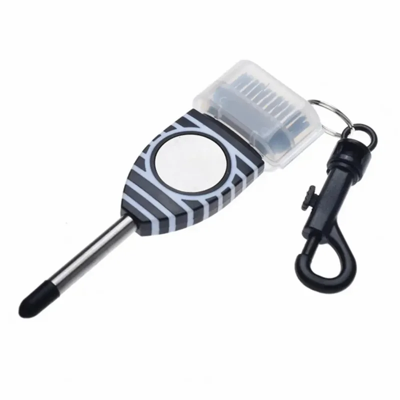 Portable Double-Headed Golf Club Cleaner Brush Stainless Steel Groove Cleaning Tool - Black+White